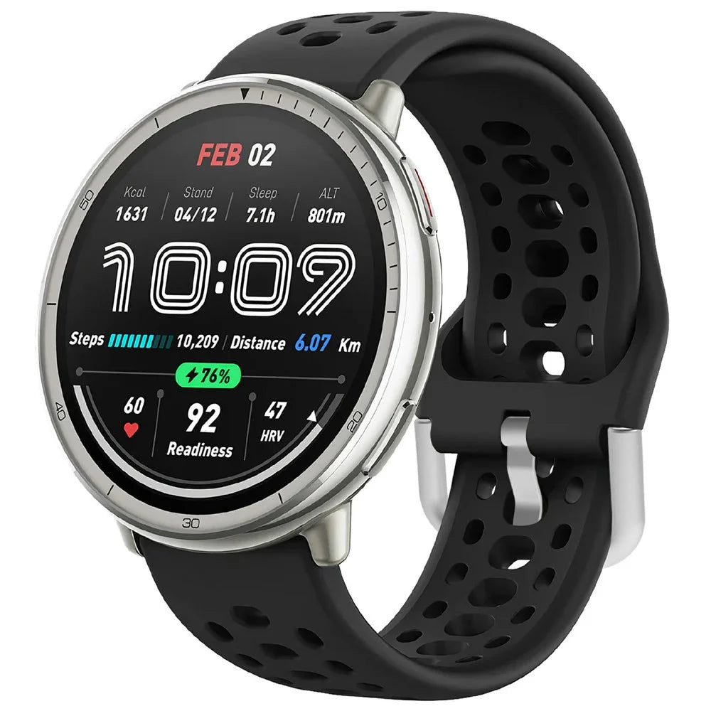 20mm Strap for Samsung Galaxy Watch6 Classic 43mm 47mm / Watch6 40mm 44mm Multiple Holes Silicone Watch Band - Black - 2