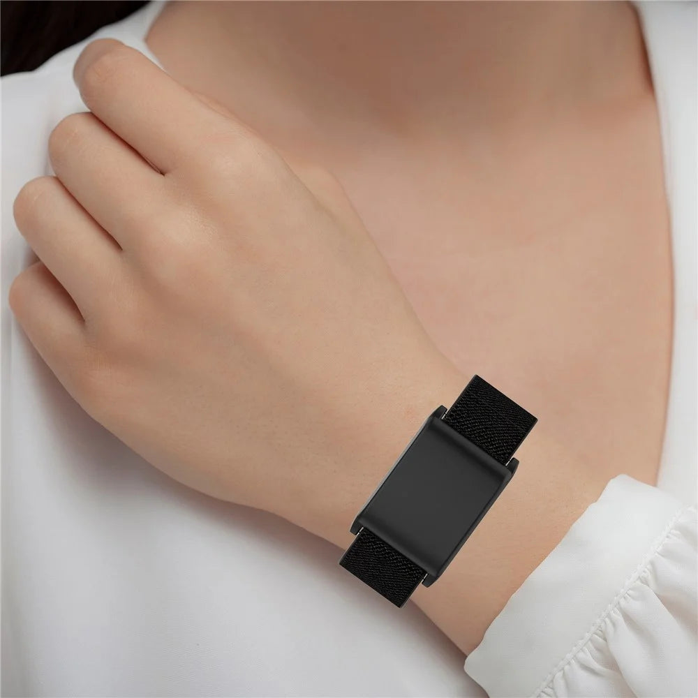 For WHOOP WHOOP 5.0 / 5.0 LIFE MG /  5.0 Peak / 5.0 One / 4.0 / 3.0 Fitness Tracker Elastic Woven Nylon Wrist Strap with Protective Case - Black - 6