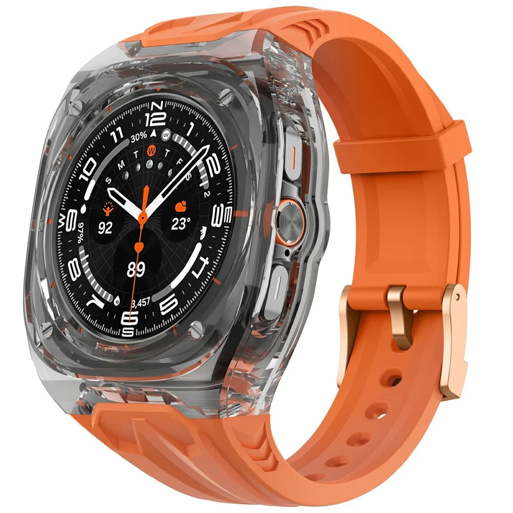 AHASTYLE WE28 For Samsung Galaxy Watch Ultra 47mm Silicone Watch Band with Anti-Drop Case - Orange - 2