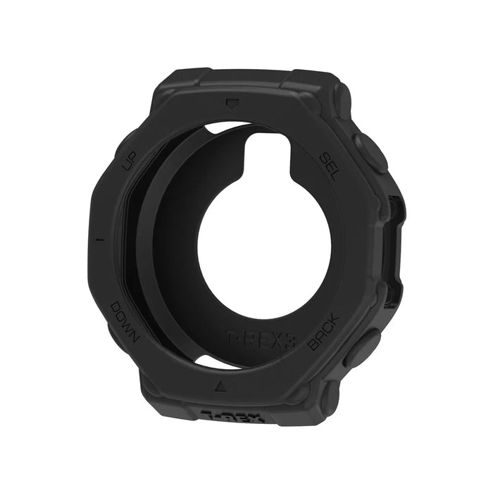 For Huami Amazfit T-Rex 3 Silicone Replacement Strap Watch Band with Protective Case - Black - 2