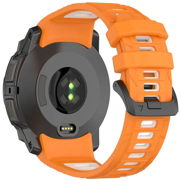 For Garmin Instinct 3 Solar 45mm  /  AMOLED 45mm Watch Band 22mm Dual Color Silicone Replacement Strap - Orange  /  Starlight - 1