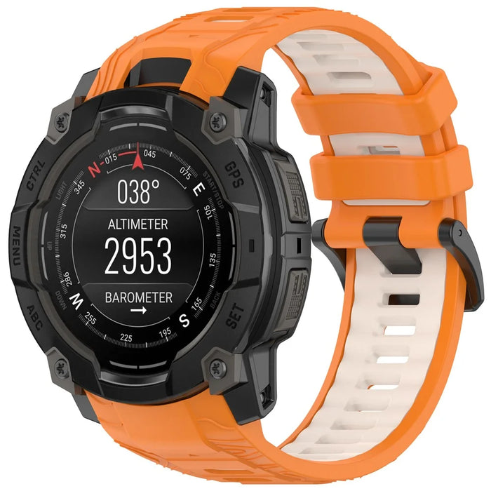 For Garmin Instinct 3 Solar 45mm  /  AMOLED 45mm Watch Band 22mm Dual Color Silicone Replacement Strap - Orange  /  Starlight - 4