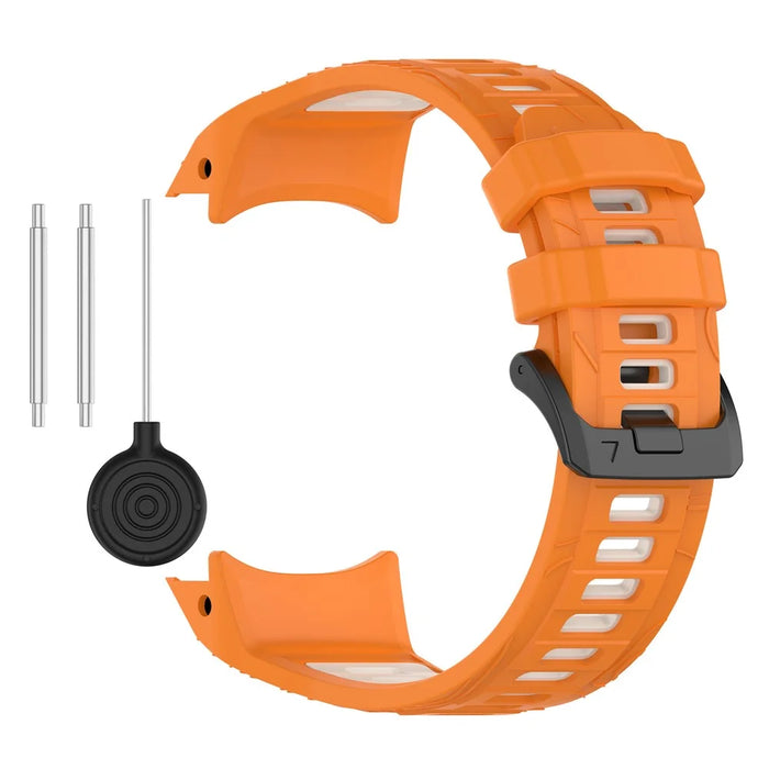 For Garmin Instinct 3 Solar 45mm  /  AMOLED 45mm Watch Band 22mm Dual Color Silicone Replacement Strap - Orange  /  Starlight - 5