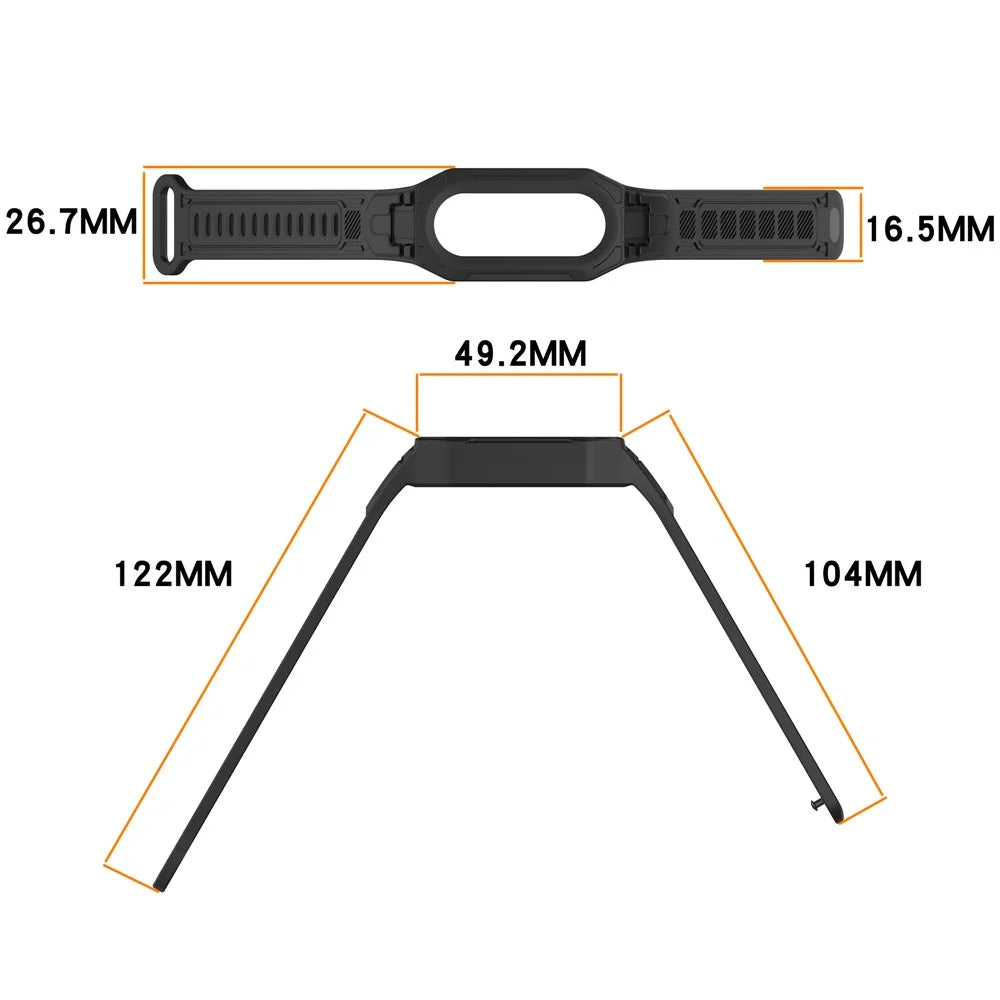 Silicone Strap with Integrated Watch Case For Xiaomi Mi Band 9 Ceramic Edition  /  Smart Band 9 NFC  /  9  /  8 NFC  /  8  /  Mi Band 7 NFC  /  7 - Black - 7