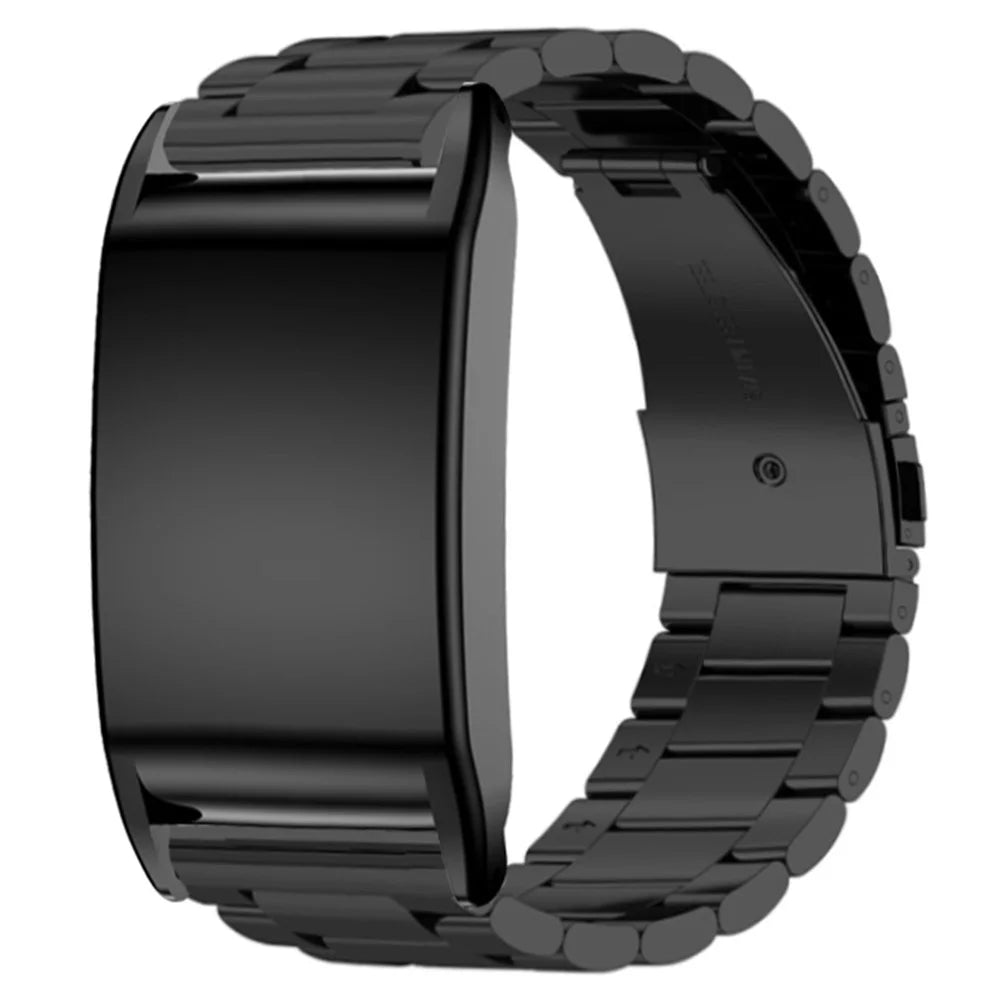 For WHOOP 4.0 Watch Band 3-beads Solid Metal Replacement Strap Integrated with Protective Case - Black - 1