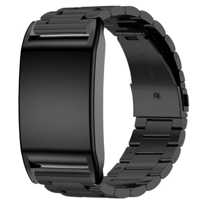 For WHOOP 4.0 Watch Band 3-beads Solid Metal Replacement Strap Integrated with Protective Case - Black - 1