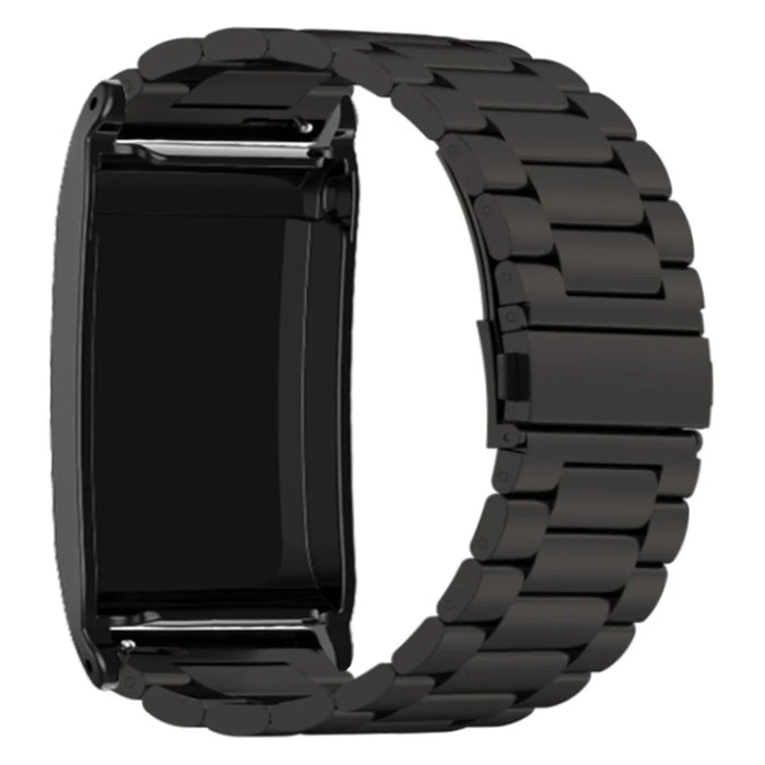 For WHOOP 4.0 Watch Band 3-beads Solid Metal Replacement Strap Integrated with Protective Case - Black - 2