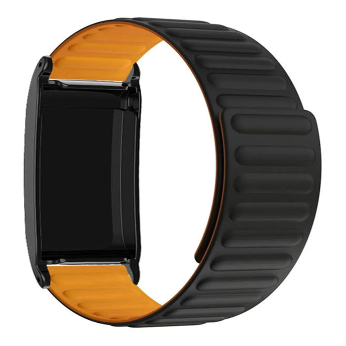 For WHOOP 4.0 Fitness Tracker Silicone Wrist Band Magnetic Replacement Strap with Protective Case - Black+Orange - 3