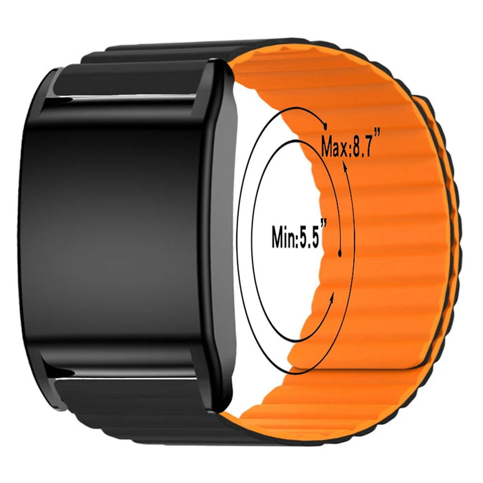 For WHOOP 4.0 Fitness Tracker Silicone Wrist Band Magnetic Replacement Strap with Protective Case - Black+Orange - 4