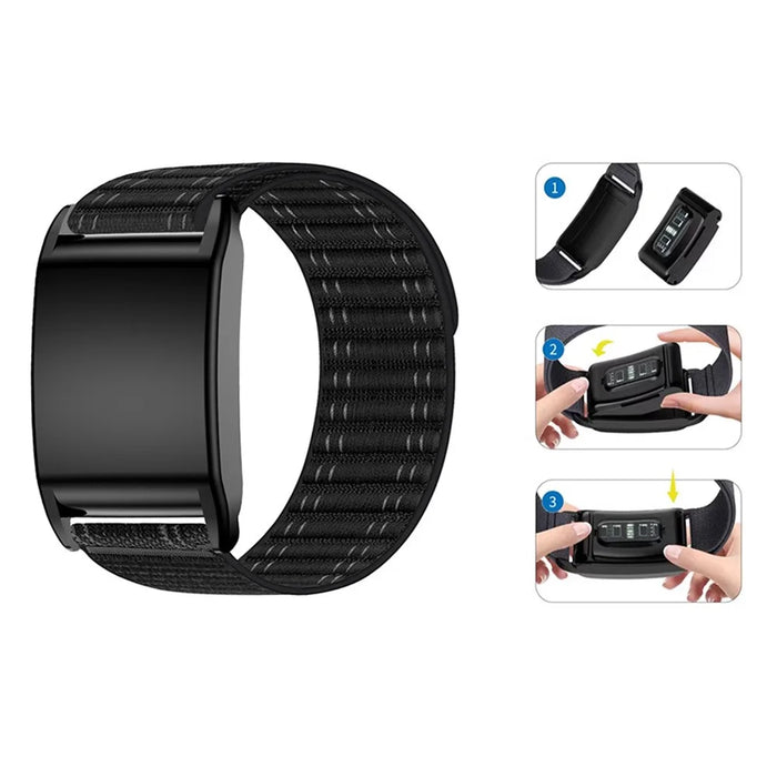 For WHOOP 4.0 Stylish Nylon Wrist Strap Magic Tape Loop Band with Protective Case - Black - 4