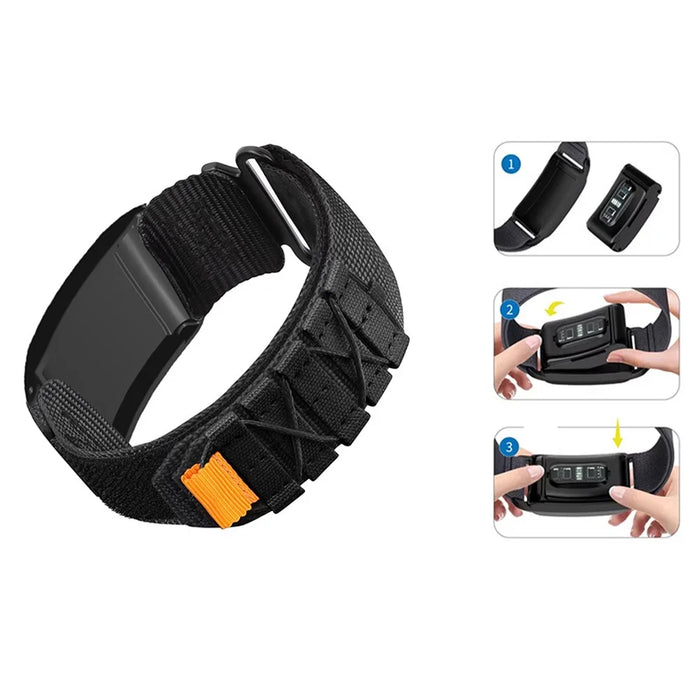 For WHOOP 4.0 Breathable Nylon Wrist Strap Magic Tape Loop Watch Band with Protective Case - Orange - 5