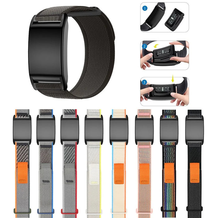 For WHOOP 4.0 Magic Tape Loop Band Stylish Nylon Wrist Strap with PC Protective Case - Beige - 3