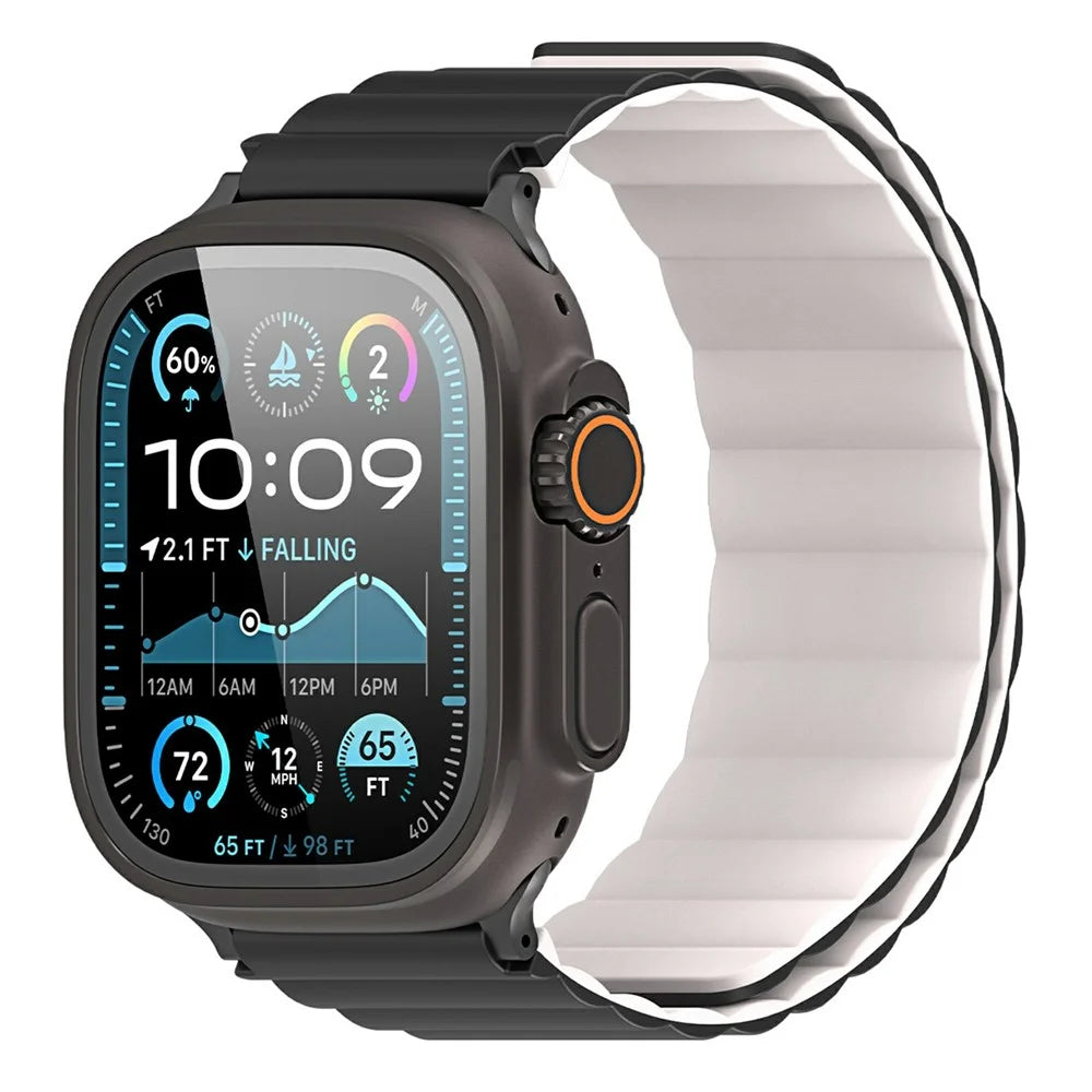 Dux Ducis SD Series Magnetic Watch Strap For Apple Watch Ultra 3 2 1 49mm / Series 11 10 46mm / 9 8 7 45mm / SE3 SE2 SE 6 5 4 44mm / 3 2 1 42mm - Black  /  Starlight - 2