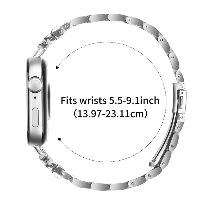 For Huawei Watch Fit 3 Replacement Strap Butterfly Rhinestones Decor Silver Stainless Steel Watch Band - 7