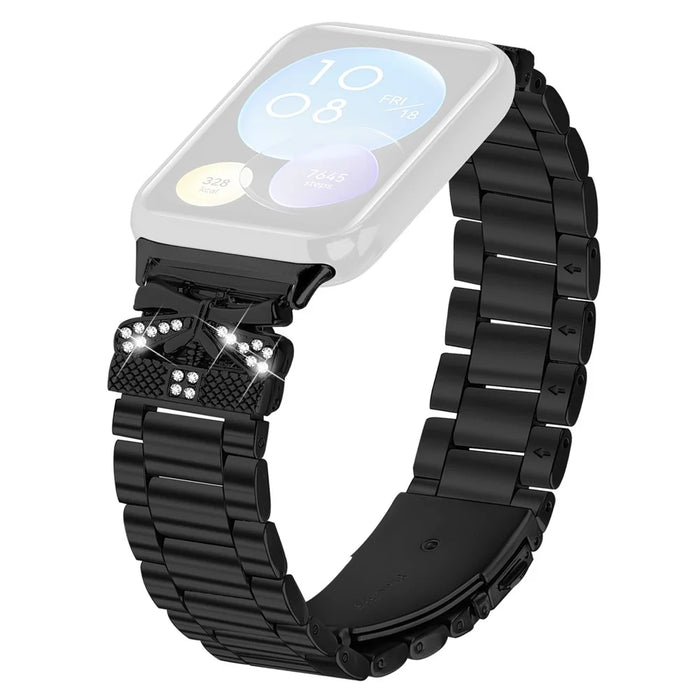 Replacement Strap for Xiaomi Smart Band 10 Pro / 9 Pro / 8 Pro / Redmi Watch 6 / 5 / 4 Butterfly Rhinestones Decor Metal Watch Band - Black - 1