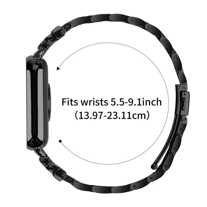 Replacement Strap for Xiaomi Smart Band 10 Pro / 9 Pro / 8 Pro / Redmi Watch 6 / 5 / 4 Butterfly Rhinestones Decor Metal Watch Band - Black - 7