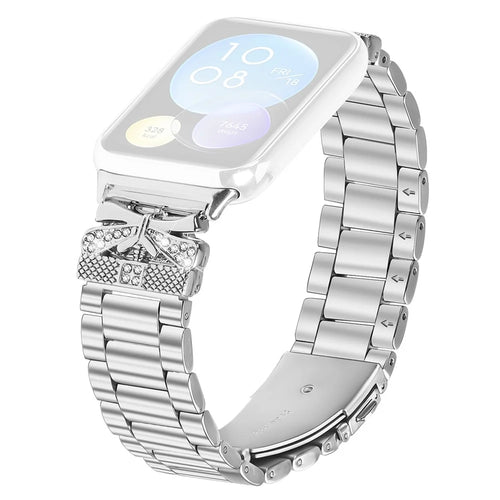 Replacement Strap for Xiaomi Smart Band 10 Pro / 9 Pro / 8 Pro / Redmi Watch 6 / 5 / 4 Butterfly Rhinestones Decor Silver Watch Band - 1
