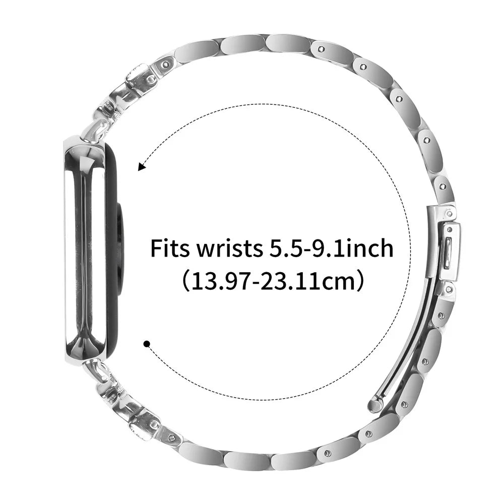 Replacement Strap for Xiaomi Smart Band 10 Pro / 9 Pro / 8 Pro / Redmi Watch 6 / 5 / 4 Butterfly Rhinestones Decor Silver Watch Band - 7