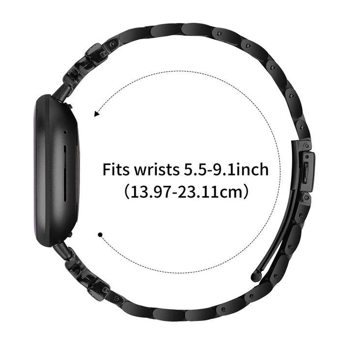 Replacement Strap for Fitbit Versa 3 / Sense Butterfly Rhinestones Decor Watch Band - Black - 7