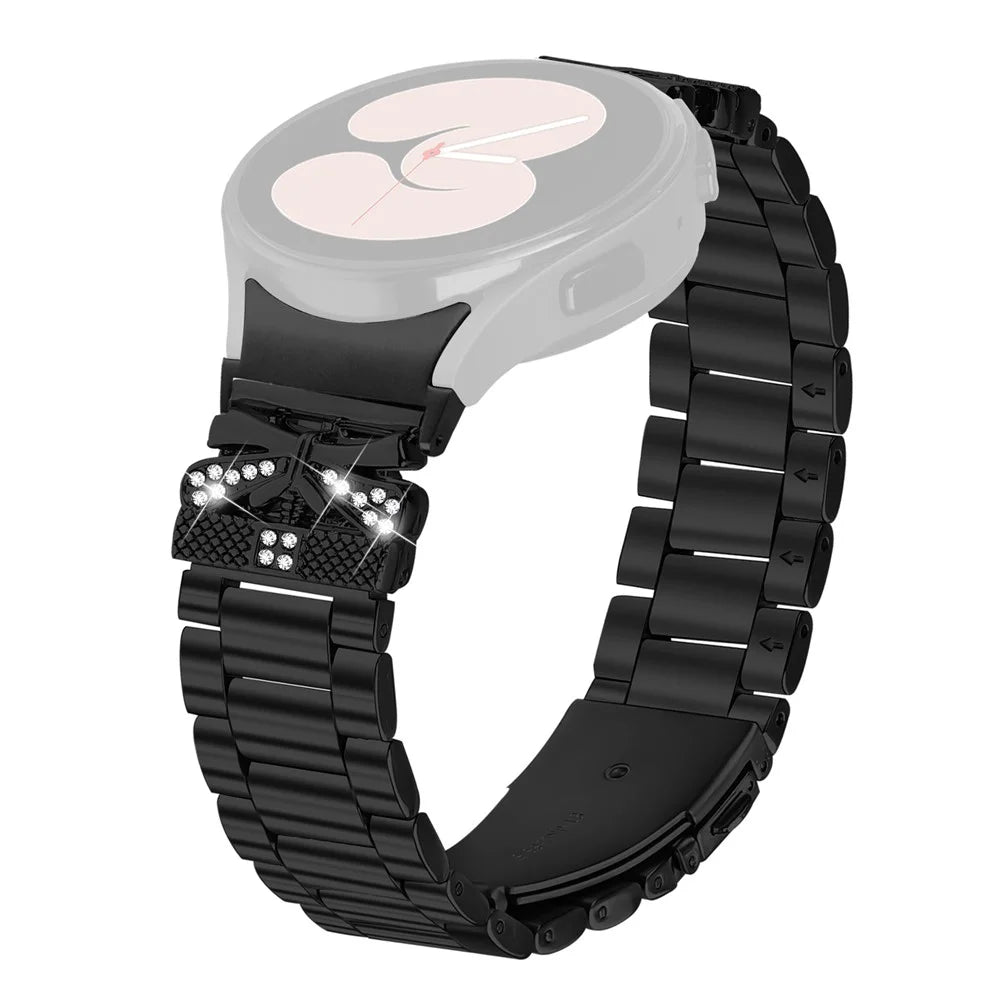 Metal Strap with Quick Release Connector for Samsung Galaxy Watch7 44mm / 40mm Butterfly Watch Band - Black - 1