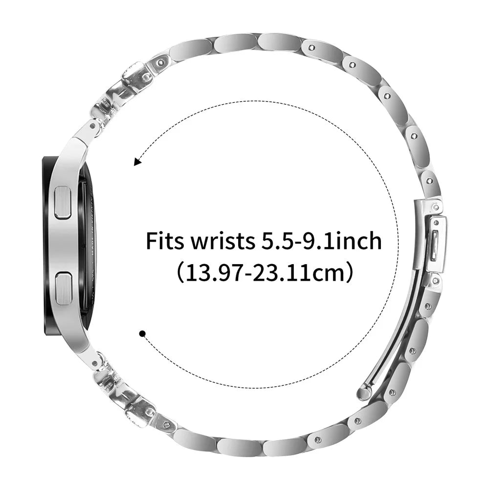 Metal Strap with Quick Release Connector for Samsung Galaxy Watch7 44mm / 40mm Butterfly Rhinestones Decor Silver Watch Band - 7