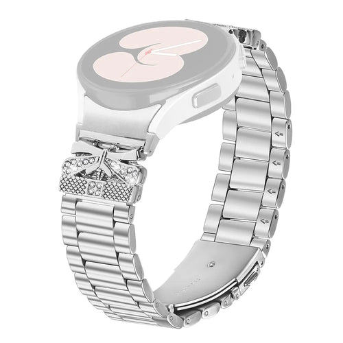 Metal Strap with Quick Release Connector for Samsung Galaxy Watch6 / Watch6 Classic Butterfly Rhinestones Decor Silver Watch Band - 1