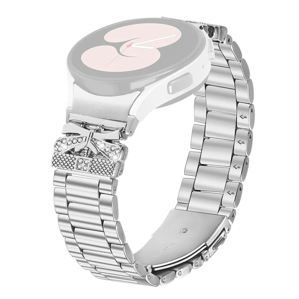 Metal Strap with Quick Release Connector for Samsung Galaxy Watch 5 Pro 45mm / 5 / 5 Active / 4 / 4 Classic / 4 Active Butterfly Silver Watch Band - 1