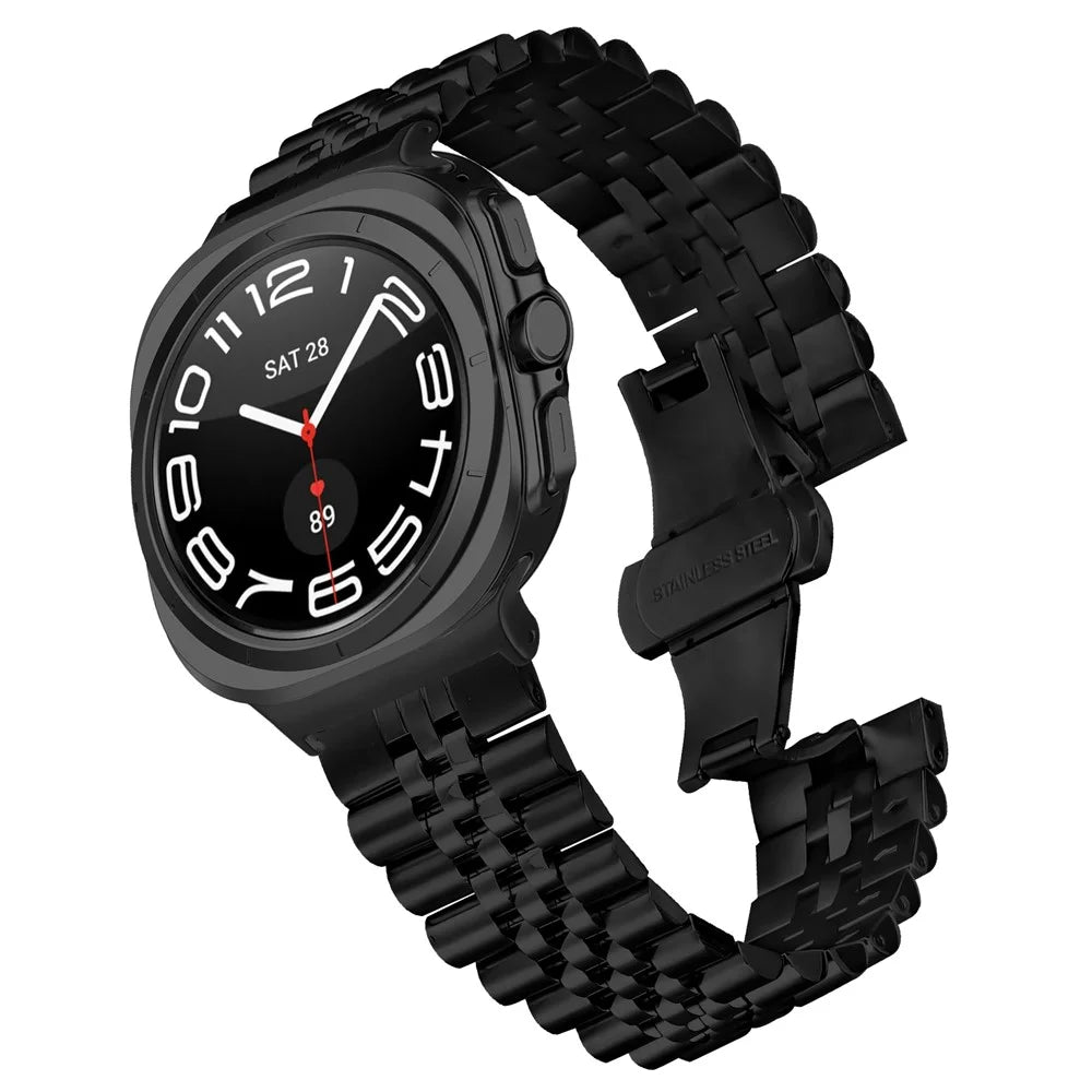 For Samsung Galaxy Watch Ultra2 47mm / Watch Ultra (2025) 47mm / Watch Ultra 47mm Metal Watch Band Replacement Strap with Butterfly Clasp - Black - 2