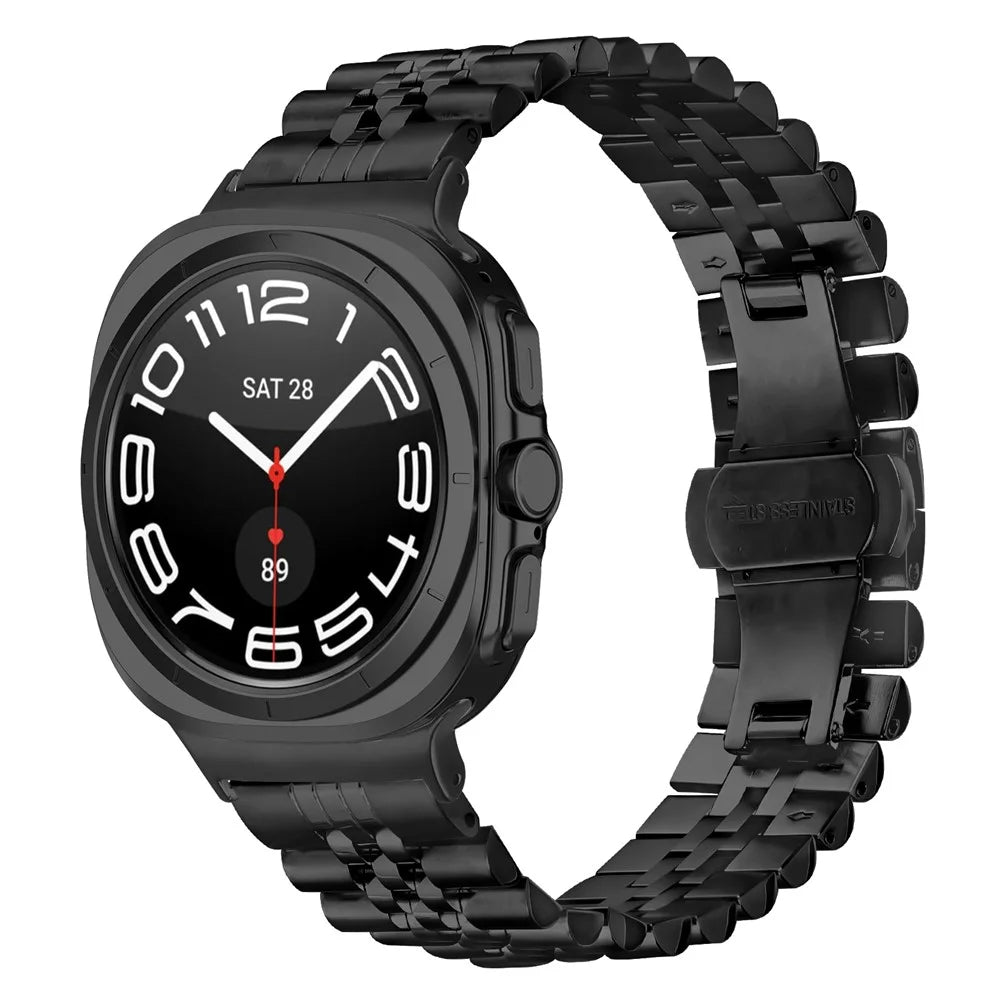 For Samsung Galaxy Watch Ultra2 47mm / Watch Ultra (2025) 47mm / Watch Ultra 47mm Metal Watch Band Replacement Strap with Butterfly Clasp - Black - 3