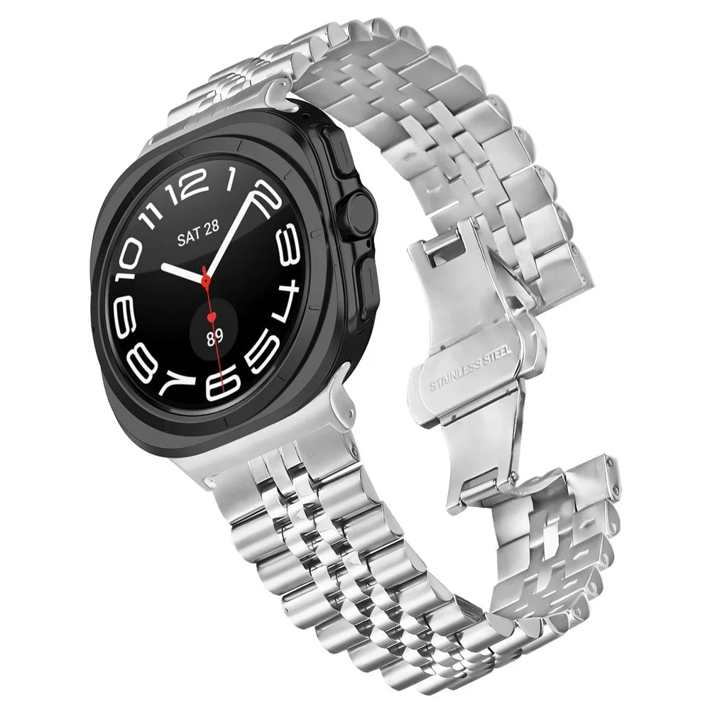 For Samsung Galaxy Watch Ultra2 47mm / Watch Ultra (2025) 47mm / Watch Ultra 47mm Metal Watch Band Butterfly Clasp Replacement Strap, Silver - 2