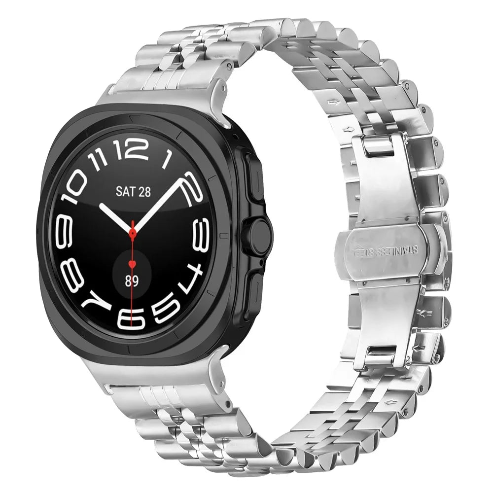 For Samsung Galaxy Watch Ultra2 47mm / Watch Ultra (2025) 47mm / Watch Ultra 47mm Metal Watch Band Butterfly Clasp Replacement Strap, Silver - 3