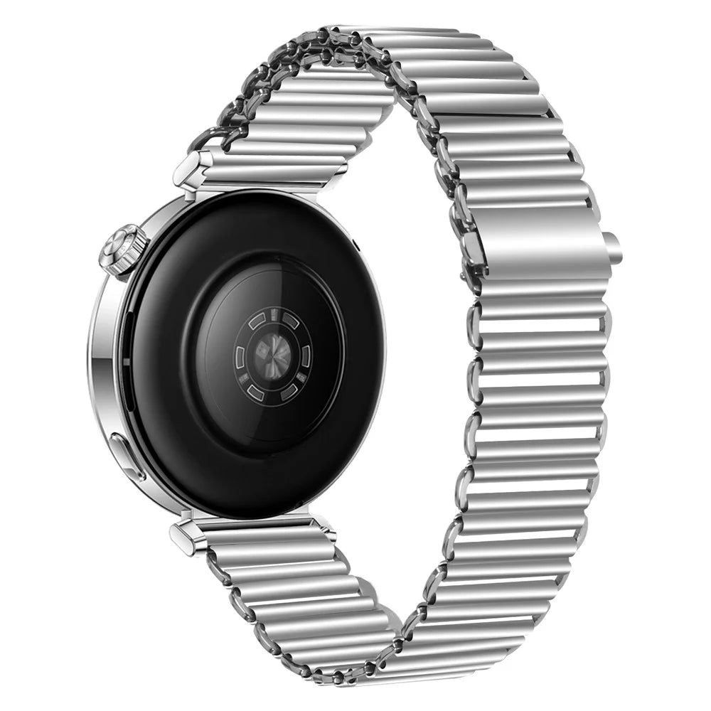 For Huawei Watch GT 5 Pro 42mm / GT 5 41mm Stainless Steel Watch Band Slingshot Buckle Loop Strap - Silver - 1