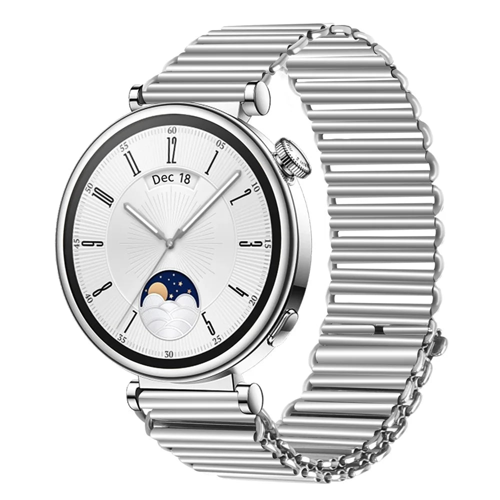 For Huawei Watch GT 5 Pro 42mm / GT 5 41mm Stainless Steel Watch Band Slingshot Buckle Loop Strap - Silver - 2