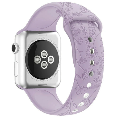 Watch Band For Apple Watch Ultra 3 2 1 49mm / Series 11 10 46mm / 9 8 7 45mm / SE3 SE2 SE 6 5 4 44mm / 3 2 1 42mm Butterfly Floral Silicone Strap - Purple - 1