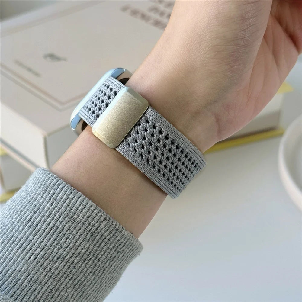 Magnetic Strap for Apple Watch Series 11 10 42mm / 9 8 7 41mm / SE3 SE2 SE 6 5 4 40mm / 3 2 1 38mm Nylon Watch Band - Blue  /  Starlight - 4