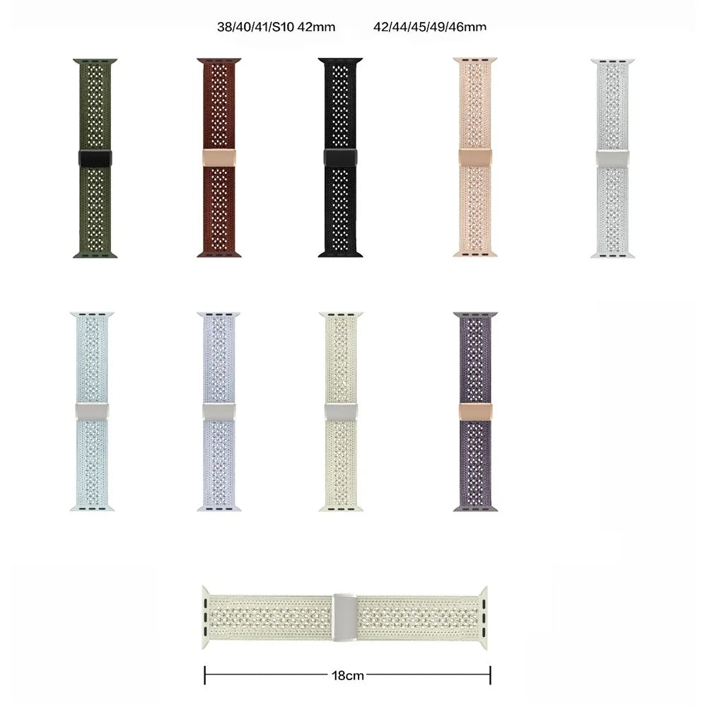 Magnetic Strap for Apple Watch Ultra 3 2 1 49mm / Series 11 10 46mm / 9 8 7 45mm / SE3 SE2 SE 6 5 4 44mm / 3 2 1 42mm Nylon Watch Band - Blue / Starlight - 7