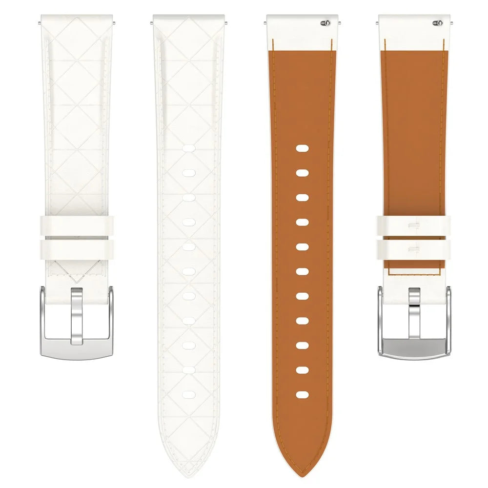 18mm Watch Strap For Garmin Venu 3S  /  2S  /  Forerunner 265S  /  255S Square Silver Buckle Genuine Cow Leather Wrist Band - White - 2
