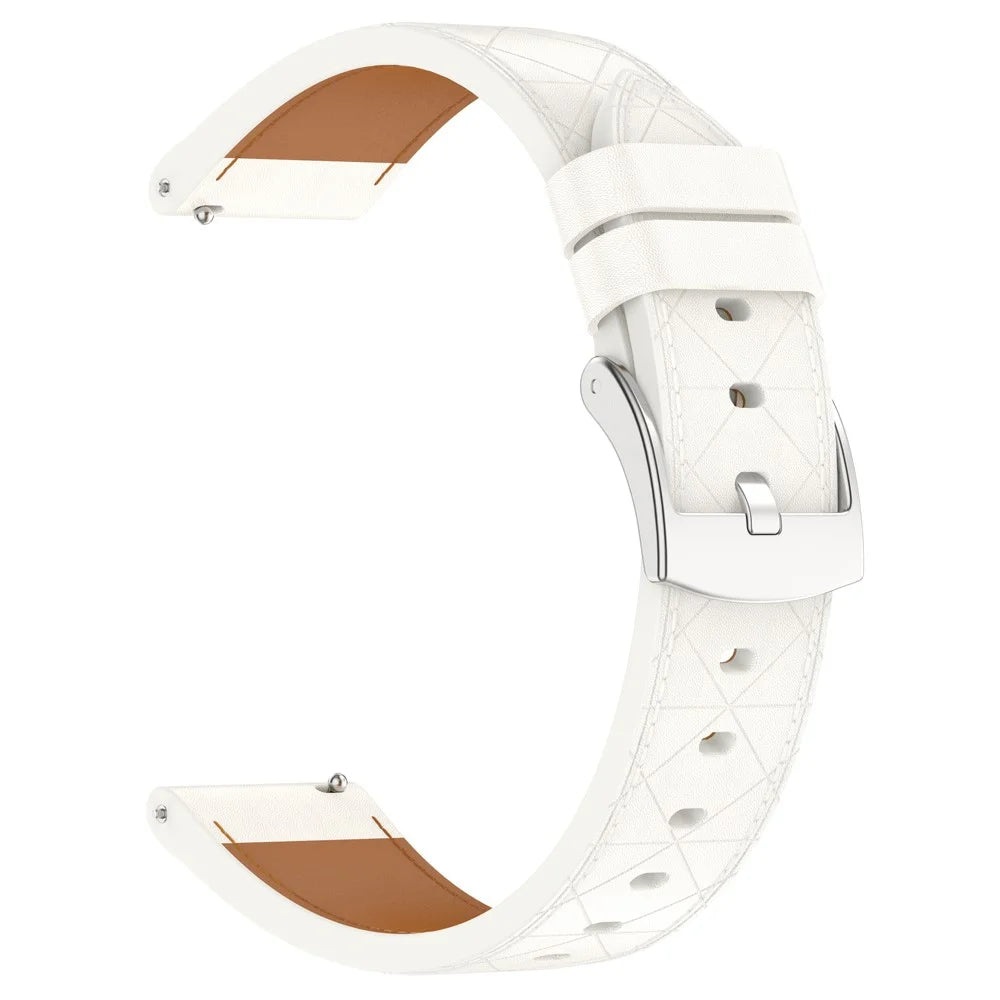 20mm Watch Strap for Garmin vivoactive 5  /  Venu 2 Plus  /  Samsung Galaxy Watch7 Genuine Cow Leather Band with Silver Buckle - White - 1