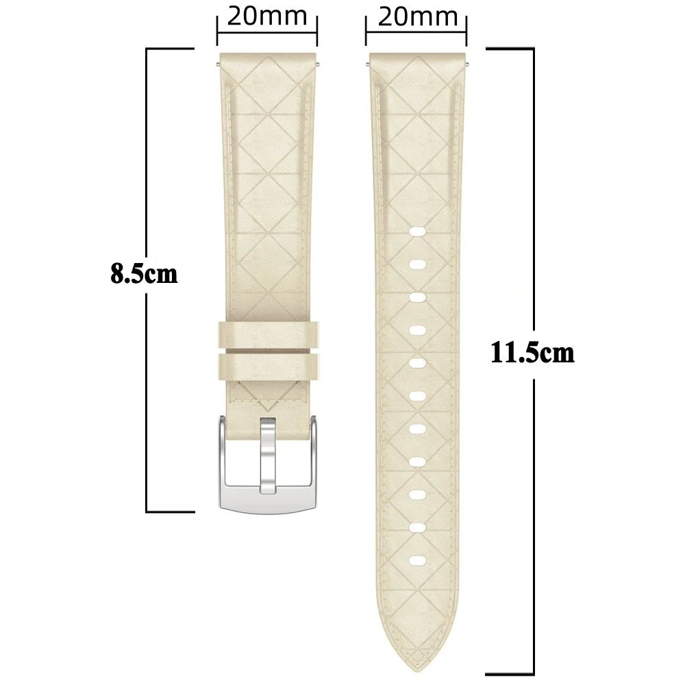 20mm Watch Strap for Garmin vivoactive 5  /  Venu 2 Plus  /  Samsung Galaxy Watch7 Genuine Cow Leather Band with Silver Buckle - White - 4