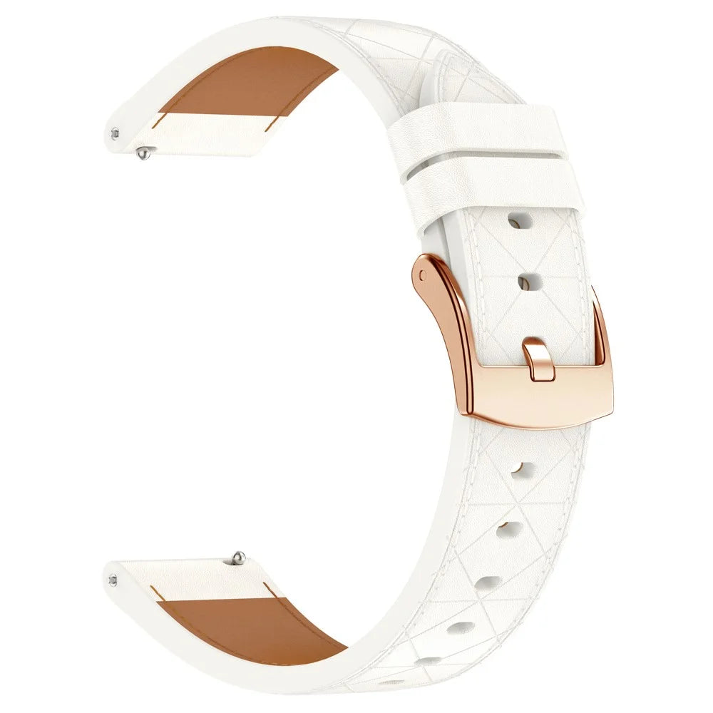 20mm Watch Strap For Garmin vivoactive 5  /  Venu 2 Plus Square Rose Gold Buckle Genuine Cow Leather Wrist Band - White - 1