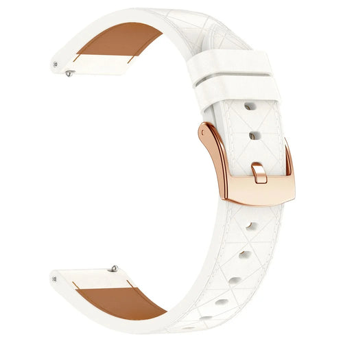 20mm Watch Strap For Garmin vivoactive 5  /  Venu 2 Plus Square Rose Gold Buckle Genuine Cow Leather Wrist Band - White - 1