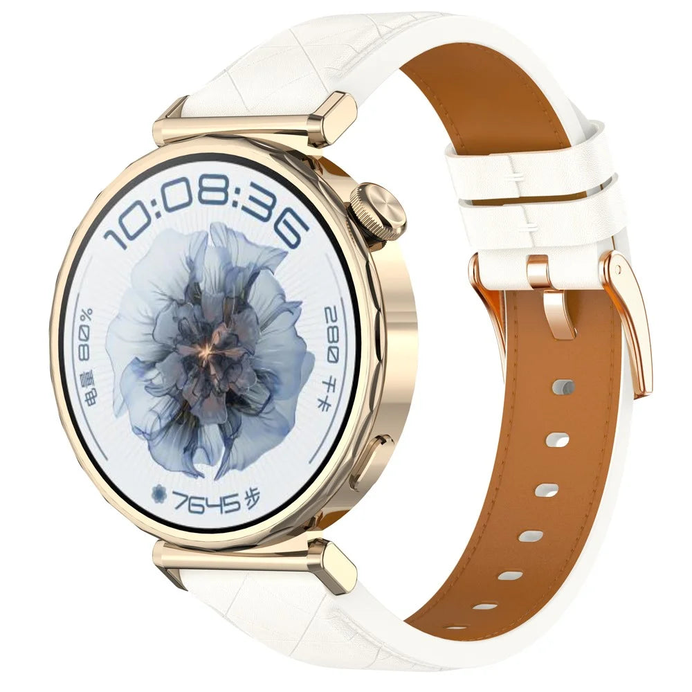20mm Watch Strap For Garmin vivoactive 5  /  Venu 2 Plus Square Rose Gold Buckle Genuine Cow Leather Wrist Band - White - 3