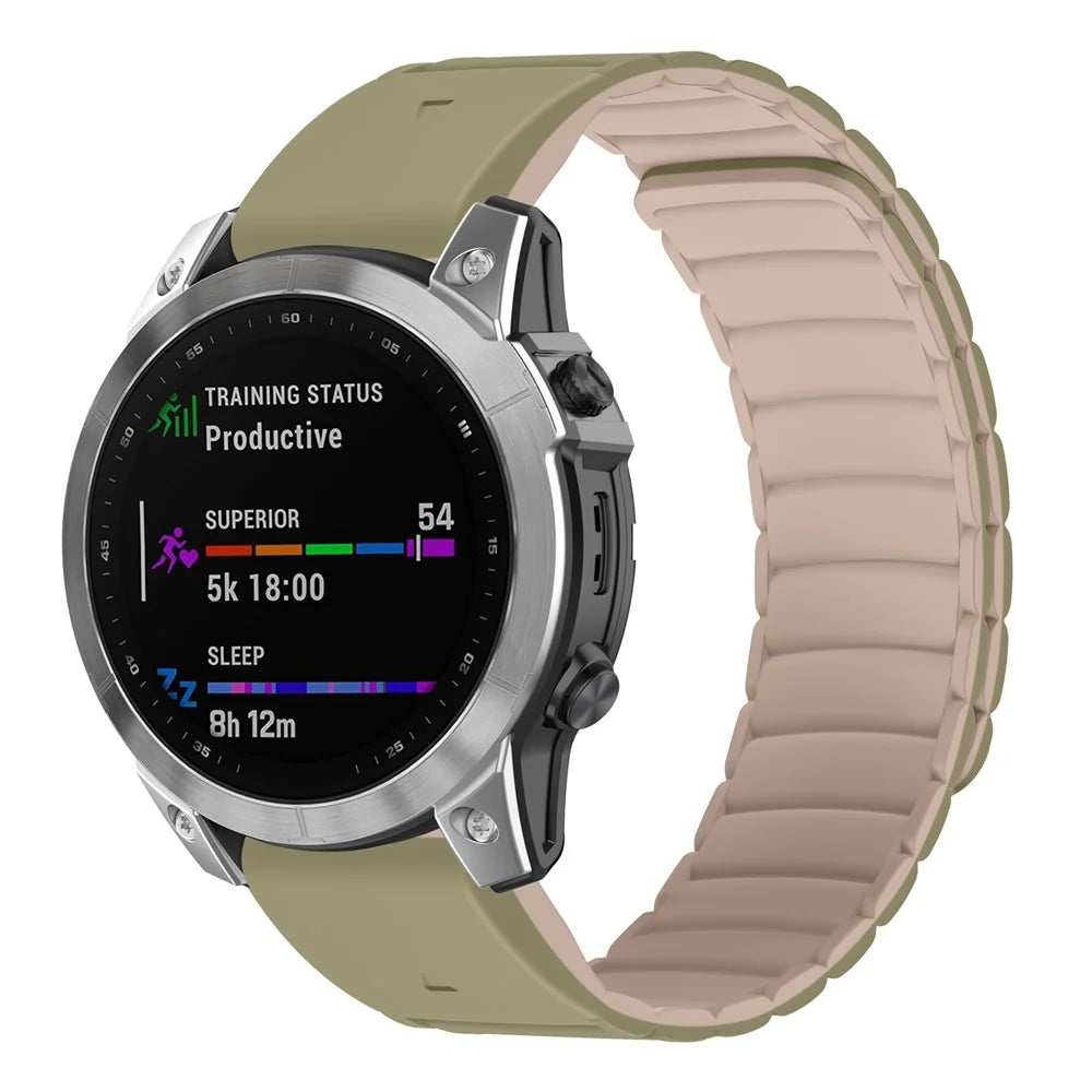 26mm Wrist Band for Garmin Fenix 8 51mm / Enduro 3 / Enduro 2 Universal Two-Color Magnetic Silicone Watch Strap - Camel+Light Brown - 3