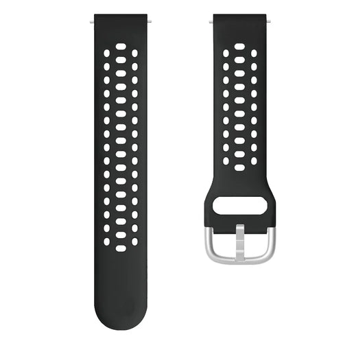 KALEBOL 20mm Strap for Samsung Galaxy Watch6 Classic 43mm 47mm / Watch6 40mm 44mm Multiple Holes Silicone Watch Band - Black - 1