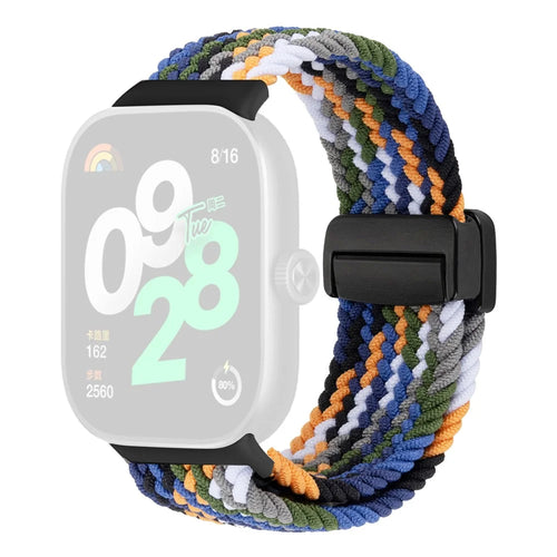 Watch Band For Xiaomi Smart Band 10 Pro / 9 Pro / 8 Pro / Redmi Watch 6 / 5 / 4 Magnetic Clasp Nylon Loop Adjustable Strap - Colorful Denim - 1