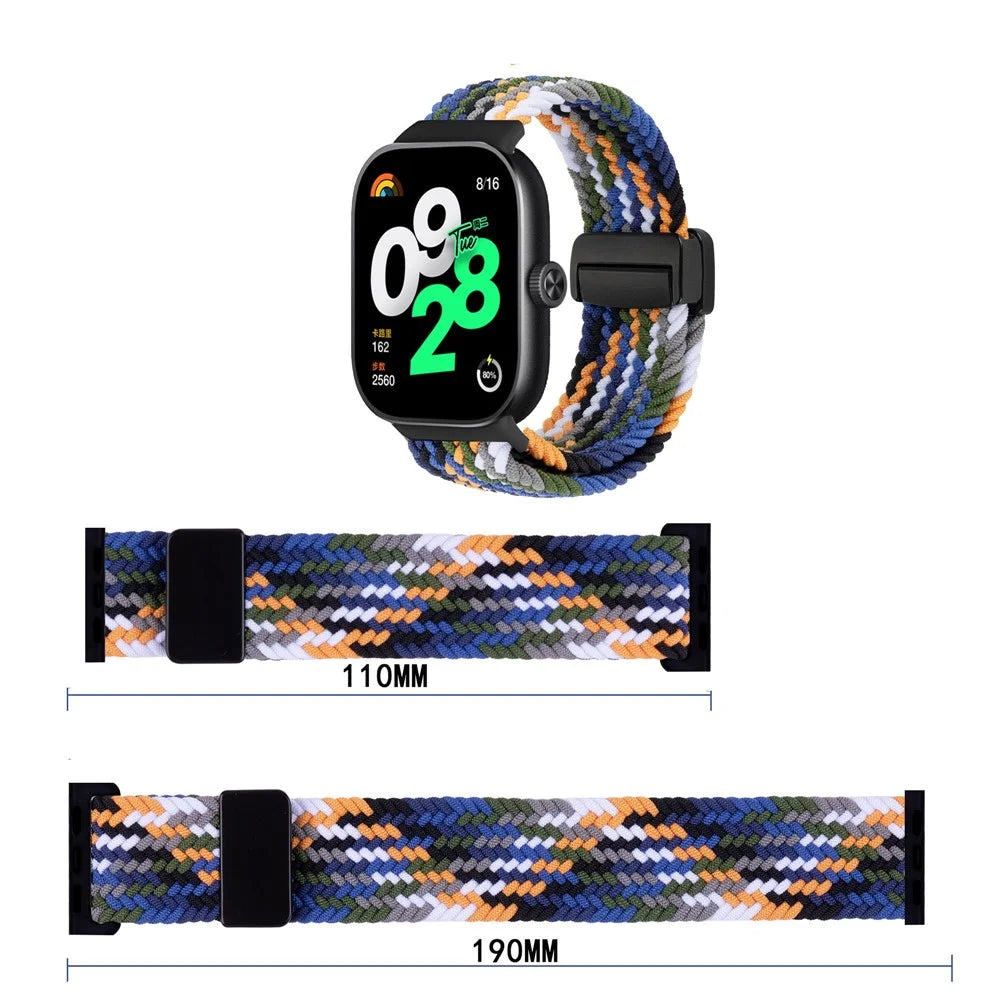 Watch Band For Xiaomi Smart Band 10 Pro / 9 Pro / 8 Pro / Redmi Watch 6 / 5 / 4 Magnetic Clasp Nylon Loop Adjustable Strap - Colorful Denim - 7