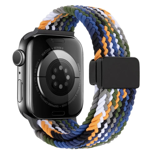 Watch Band For Apple Watch Series 11 10 42mm / 9 8 7 41mm / SE3 SE2 SE 6 5 4 40mm / 3 2 1 38mm Magnetic Clasp Nylon Adjustable Strap - Colorful Denim - 1