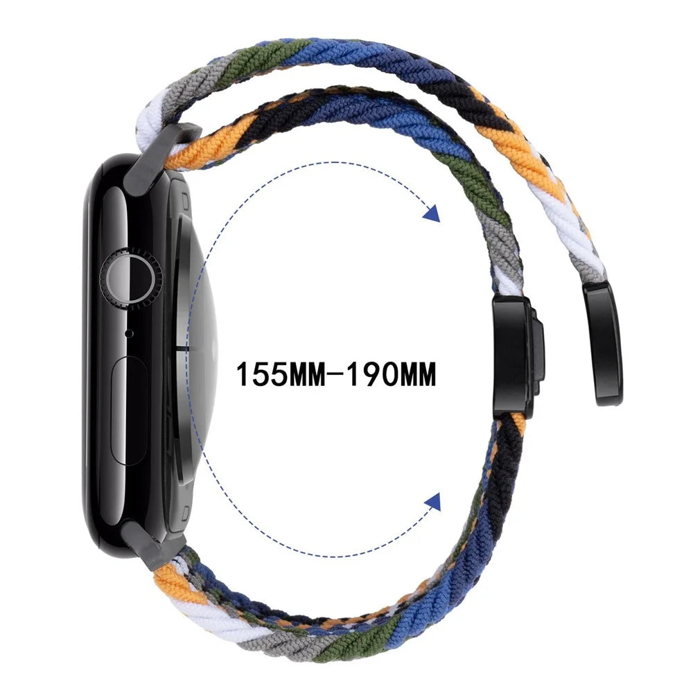 Watch Band For Apple Watch Series 11 10 42mm / 9 8 7 41mm / SE3 SE2 SE 6 5 4 40mm / 3 2 1 38mm Magnetic Clasp Nylon Adjustable Strap - Colorful Denim - 6