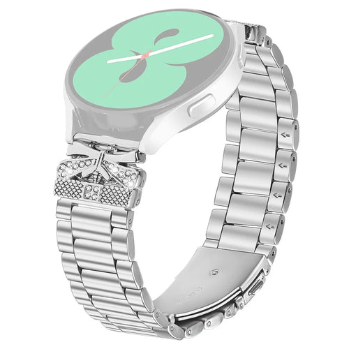 For Garmin Vivomove Sport  /  Venu 2 Plus Replacement Strap Butterfly Rhinestones Decor Silver Stainless Steel Watch Band - 1