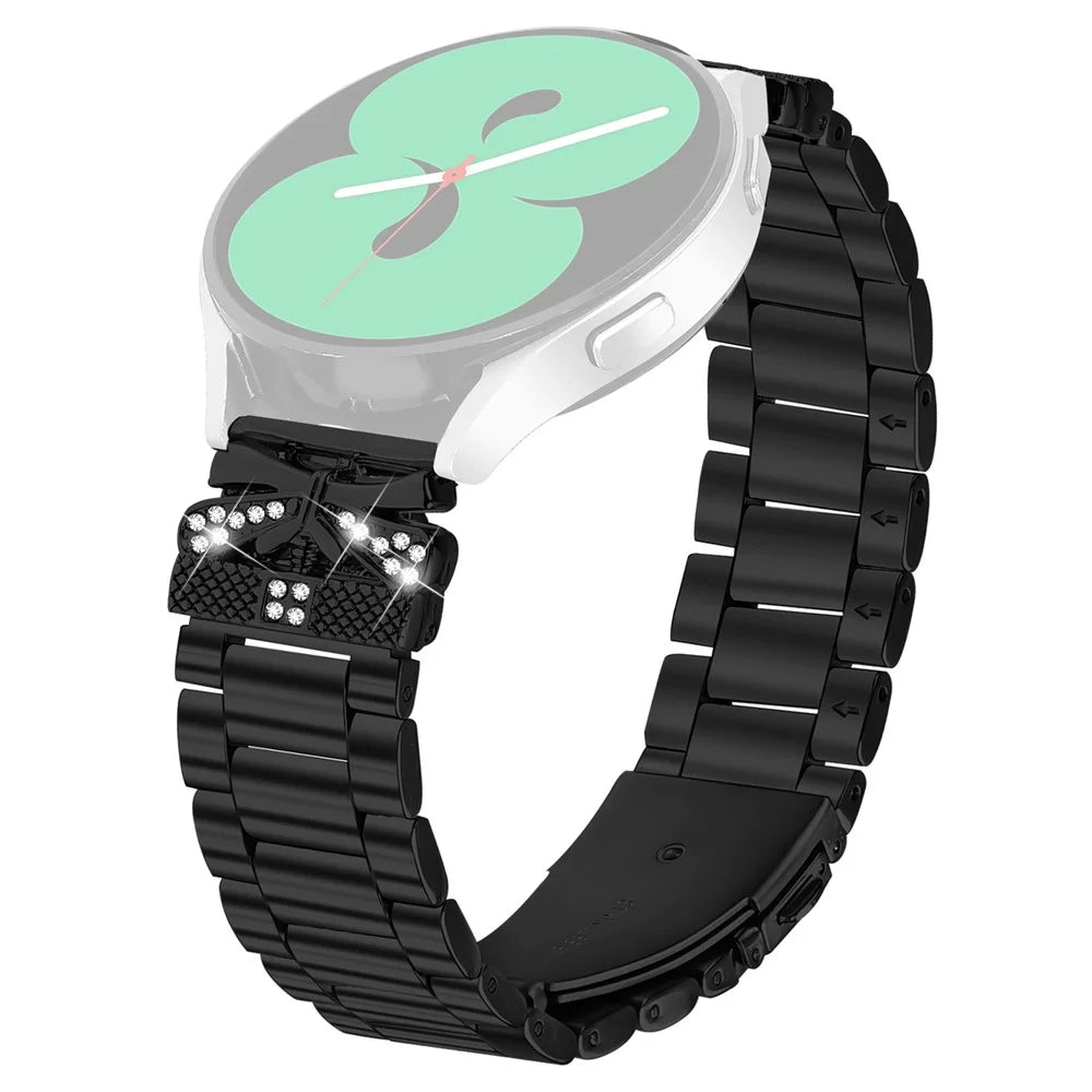 Replacement Strap for Garmin Forerunner 245  /  Forerunner 245 Music Butterfly Rhinestones Decor Metal Watch Band - Black - 1